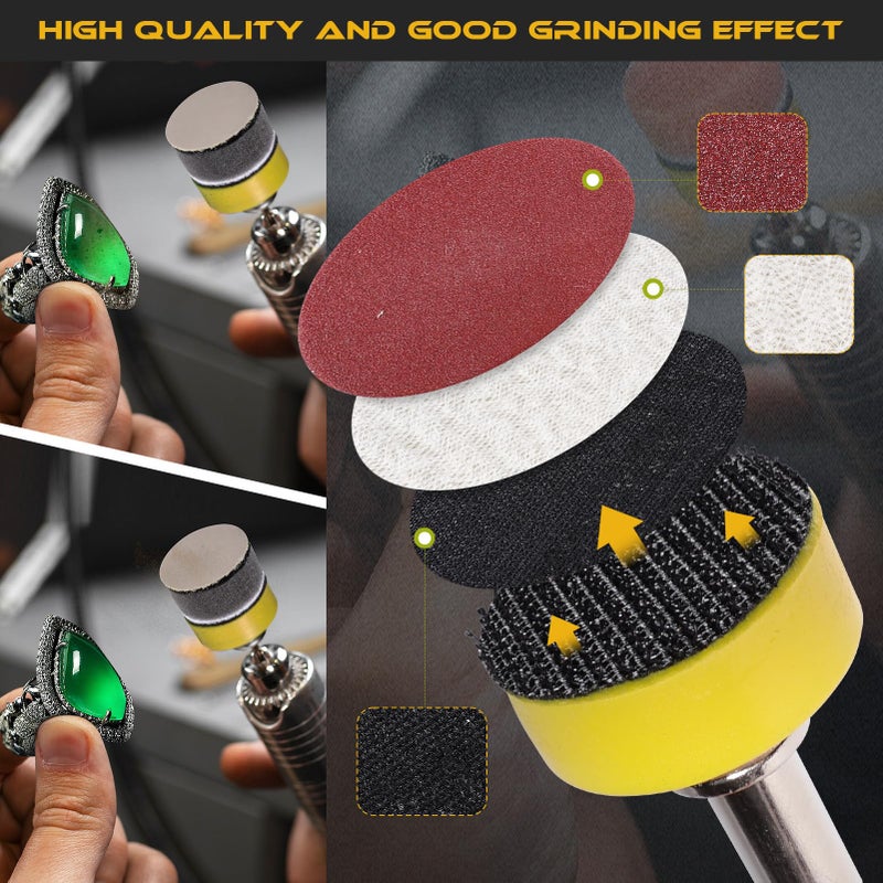 GOH DODD 365 PCS 1 Inch Sanding Disc, GOH DODD Hook and Loop 60 to 10000 Grit Wet Dry Sandpaper Micro Sand Paper with 1/8" 1/4" Shank, Backing Pad, Foam Pads for Auto Metal Glass Resin Wood Polishing Sanding - Image 4